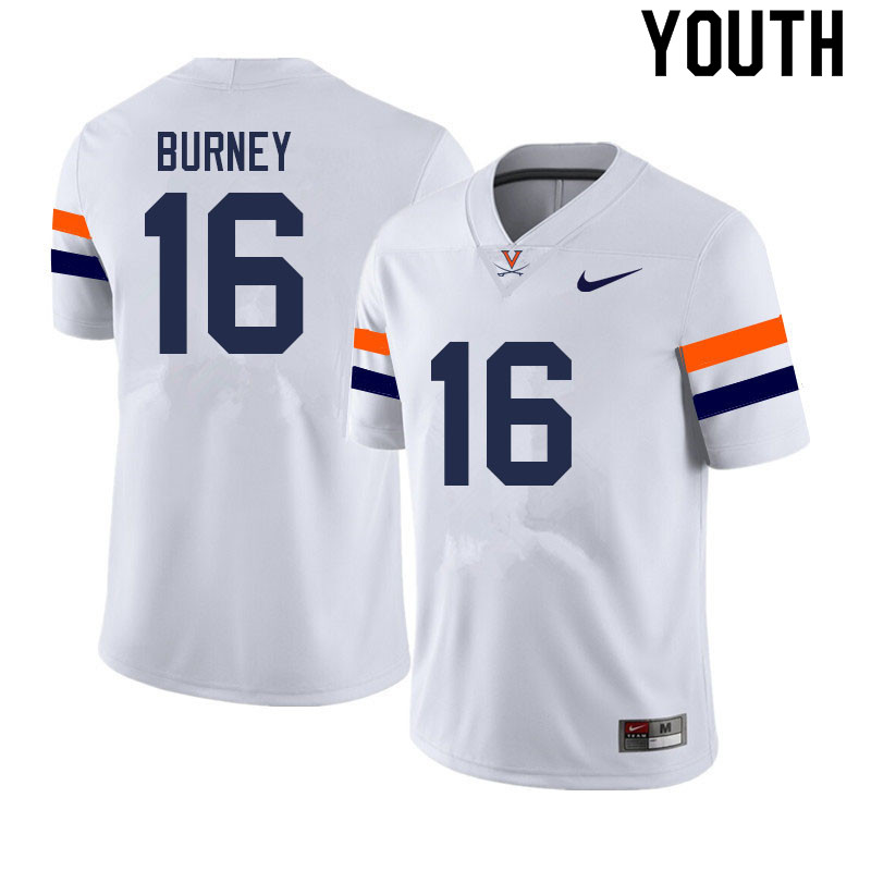 Youth #16 Richard Burney Virginia Cavaliers College Football Jerseys Sale-White